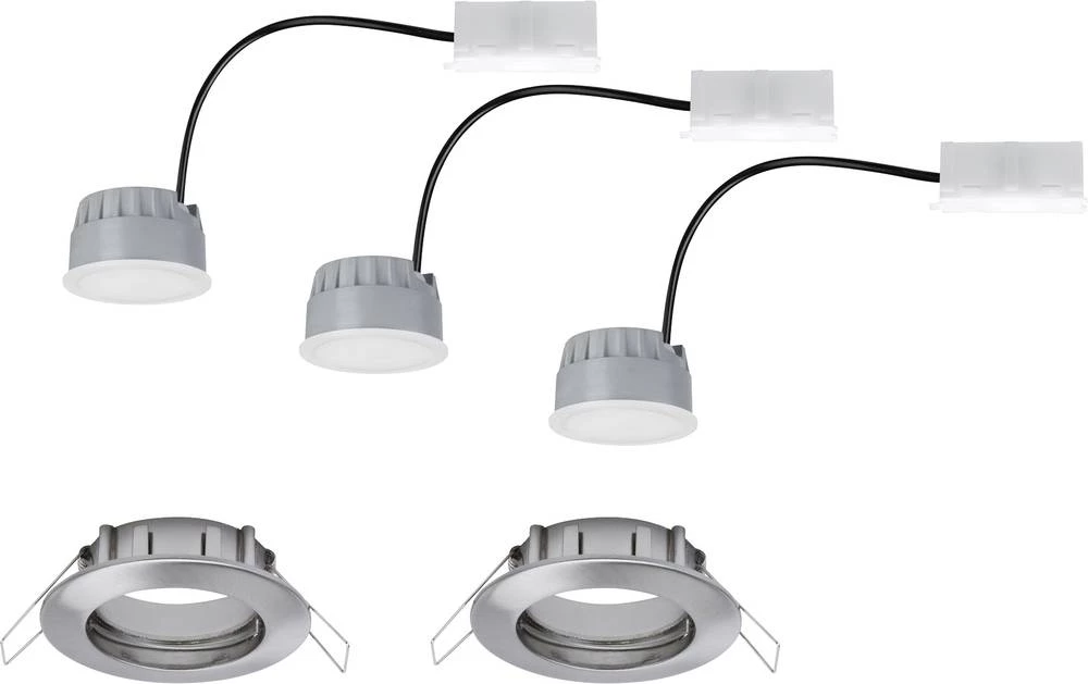 LED ugradbena svjetiljka za kupaonicu 3-dijelni set 21 W topla bijela Paulmann 93958 Coin željezo (četkano) slika