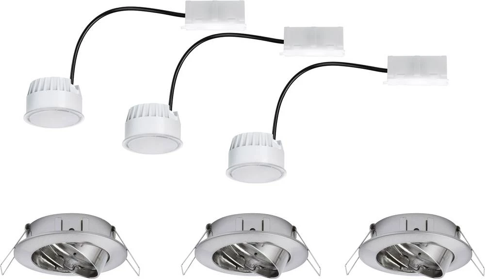LED ugradbena svjetiljka 3-dijelni set 20.4 W topla bijela Paulmann Coin 93980 željezo (četkano) slika
