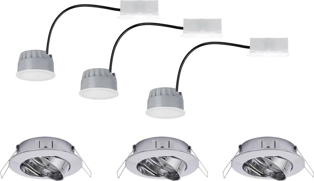 LED ugradbena svjetiljka 3-dijelni set 21 W topla bijela Paulmann Coin 93966 krom slika