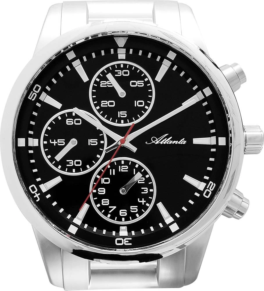 Chronograph Wanduhr Atlanta Uhren 4405 430 mm x 370 mm x 55 mm srebrne boje slika