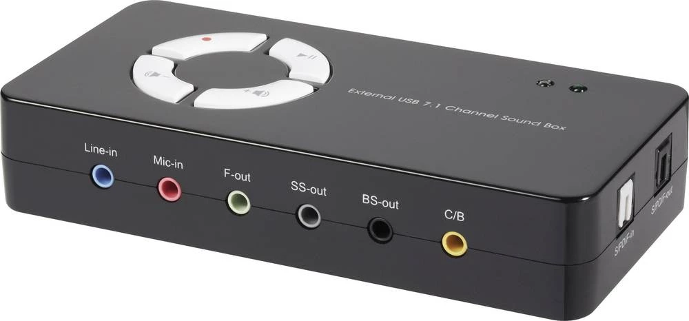 7.1 zvučna kartica, vanjska USB-Soundbox 7.1 digitalni izlaz, vanjski priključci za slušalice, vanjska kontrola glasnoće slika