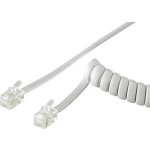 Priključni kabel za telefonsku slušalicu [1x RJ10 utikač 4p4c - 1x RJ10 utikač 4p4c] spiralni kabel 2 m bijele boje