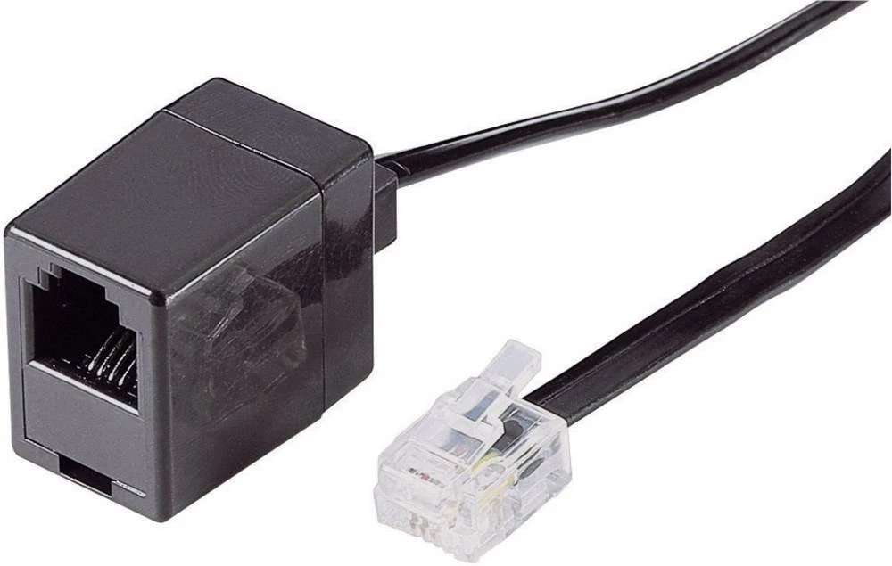 Western produžni kabel [1x RJ11 utikač 6p4c - 1x RJ11 utičnica 6p4c] 6 m crne boje slika