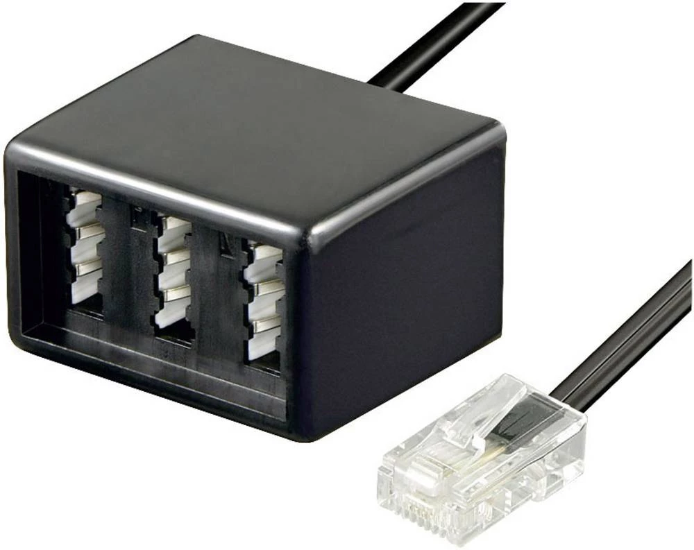Western telefonski (analogni) adapter [1x RJ45 utikač 8p8c - 1x TAE-NFN utičnica] 0.20 m crne boje slika