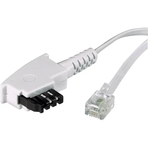 Telefonski (analogni) priključni kabel [1x TAE-F utikač - 1x RJ11 utikač 6p4c] 3 m bijele boje slika