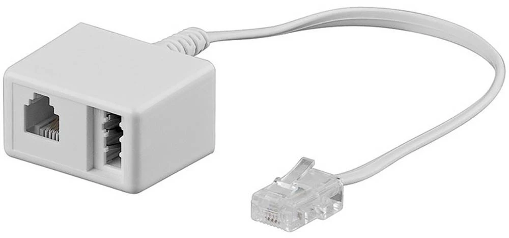 Western telefonski (analogni) adapter [1x RJ45 utikač 8p4c - 1x TAE-N spojka, RJ11 utičnica 6p4c] 0.20 m bijele boje slika