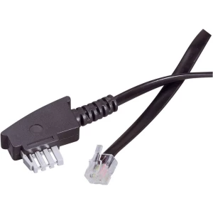 Priključni kabel za faks uređaje, premoštenje [1x TAE-N utikač - 1x RJ11 utikač 6p2c] 10 m crne boje slika