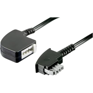 Telefonski (analogni) priključni kabel [1x TAE-N utikač - 1x TAE-N spojka] 6 m crne boje slika