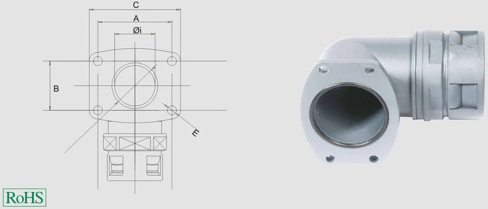 Cijevna uvodnica, sive boje 90° Helukabel 920213 HSSV 90° FL NW48/50 gr 1 kom. slika