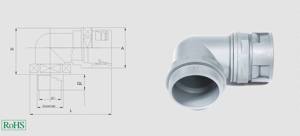 Cijevna uvodnica, sive boje 90° Helukabel 920427 HSSV IP68 90° GR M32 NW29 1 kom. slika