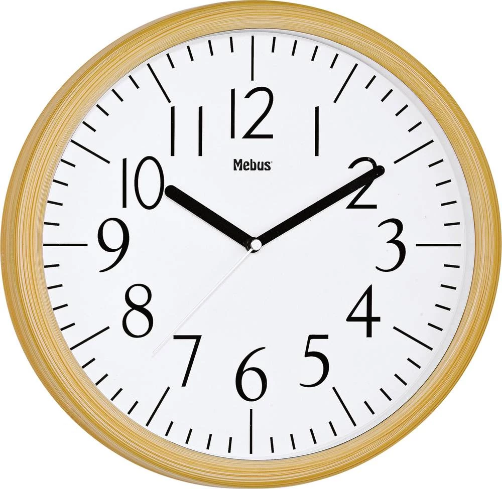 Zidni kvarčni sat Mebus 17925 305 mm x 40 mm drvo, Natur slika