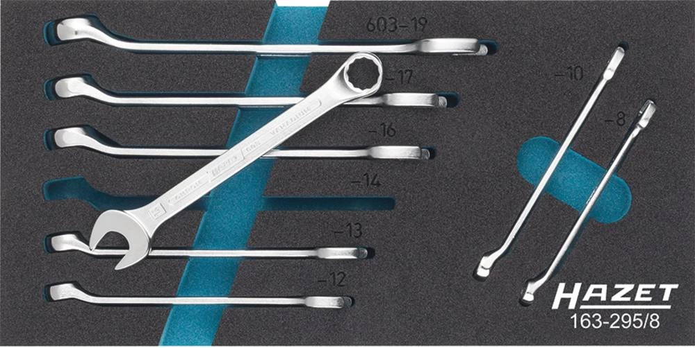 Okasto-viličasti ključ 8-dijelni set 8 - 19 mm DIN 3113 oblik A, ISO 3318, ISO 7738 Hazet 163-295/8 slika