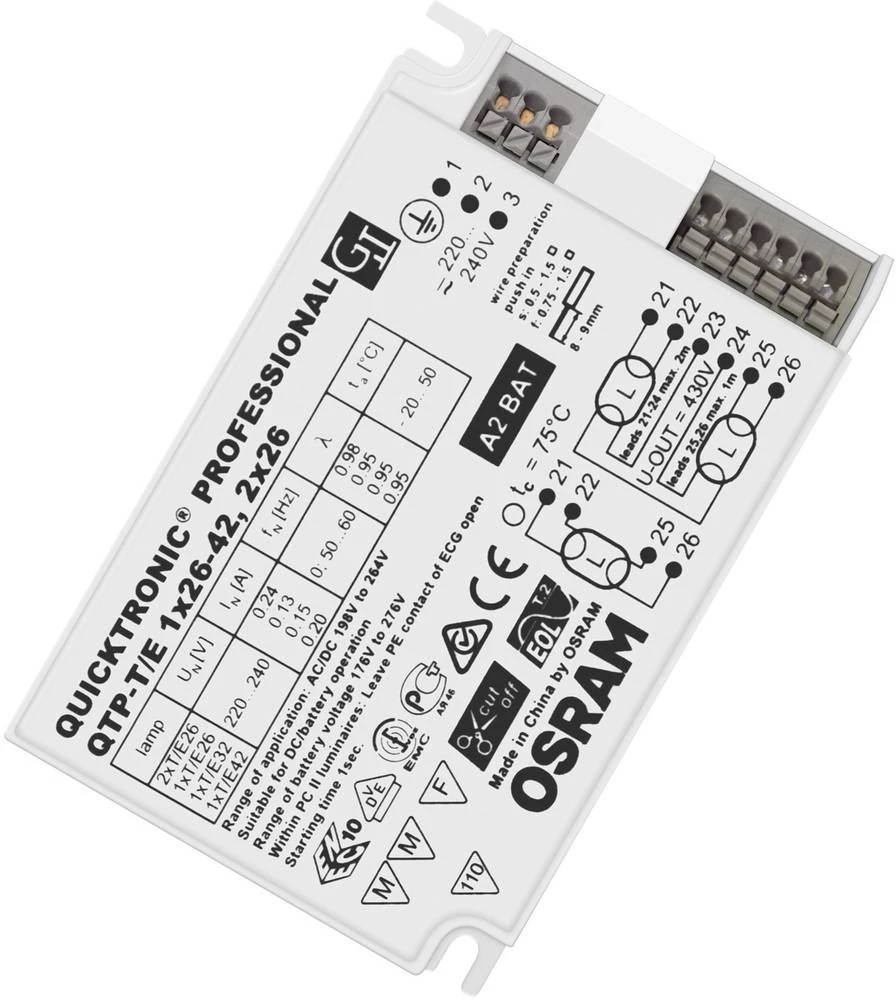 OSRAM predsklopni uređaj za svjetiljke QTP-T/E1X26-42,2X26/220-240UNV1 4008321537089 slika