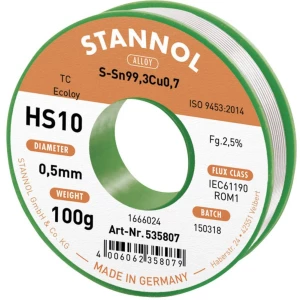 Stannol HS10 2,5% 0,5MM SN99CU1 CD 100G Kalaj za lemljenje, bez olova, rolna SN99Cu1 100 g 0.5 mm slika