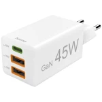Hama Schnellladegerät, GaN, 1x USB-C PD, 2x USB-A QC, Mini-Ladegerät, 45 W, Weiß USB punjač unutrašnje područje, utični