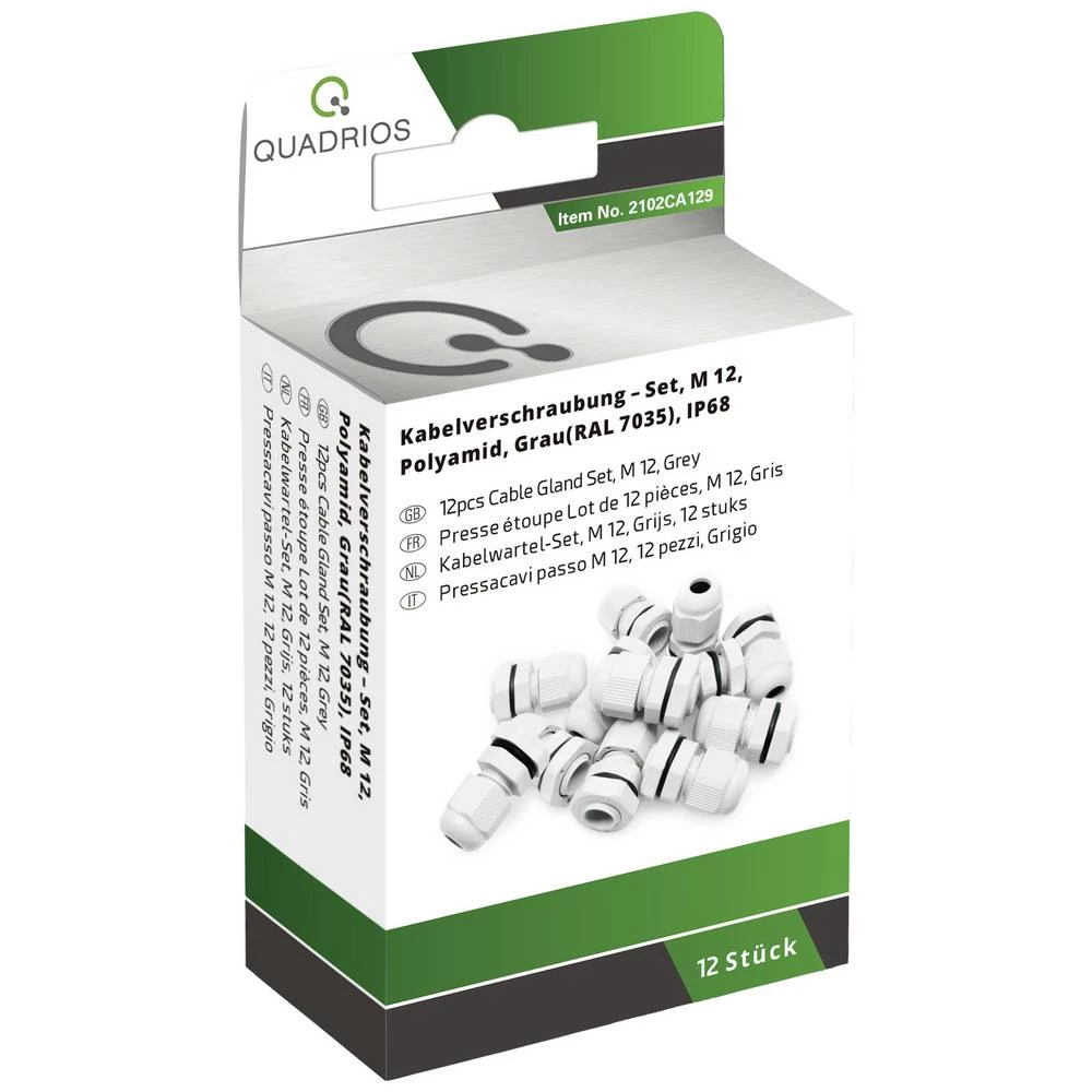 Quadrios 2102CA129 asortiman uvodnica M12 PA66 svijetlosiva 1 Set slika