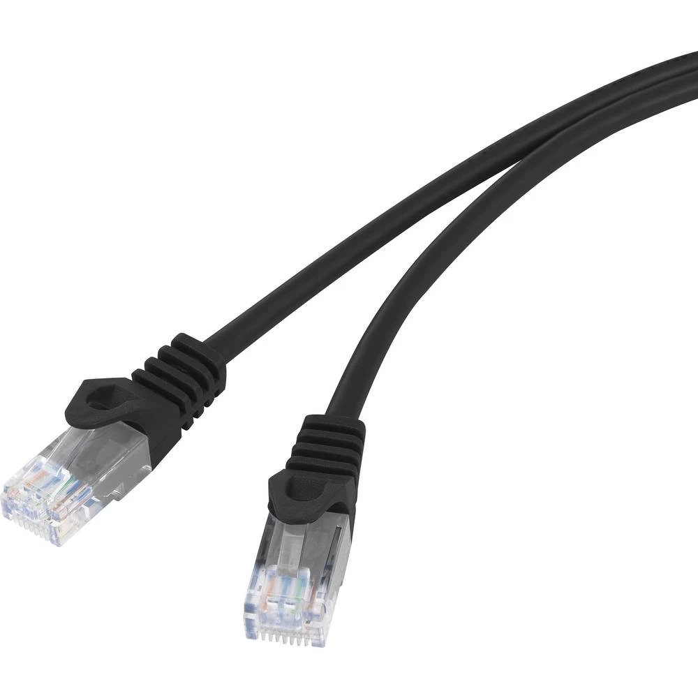 LAN (RJ45) Mreža Priključni kabel CAT 5e U/UTP 1 m Crna sa zaštitom za nosić Basetech slika