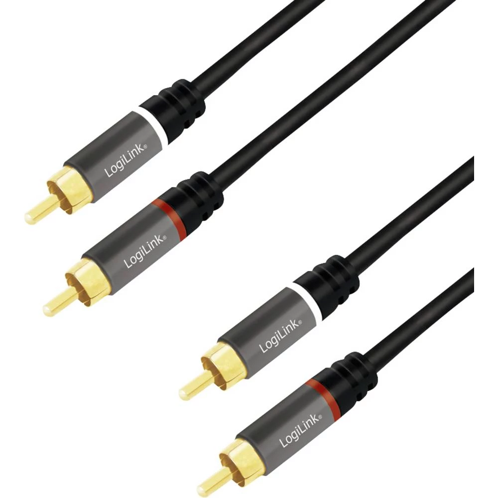LogiLink CA1209 Cinch audio priključni kabel 10.0 m crna sa zaštitom, kodiran u boji slika