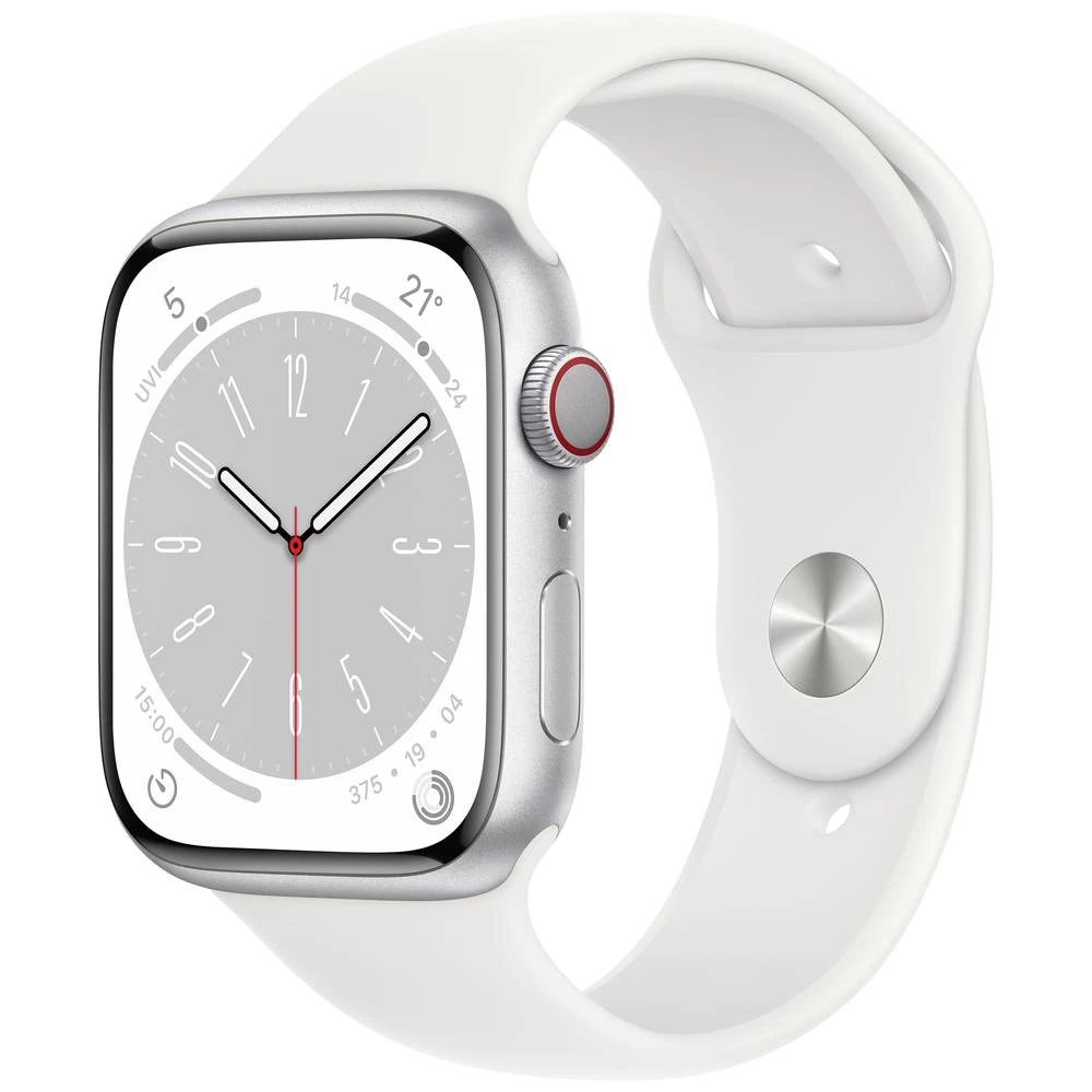 Apple Watch Series 8 GPS + Cellular 45 mm kućište od aluminija srebrna sportska narukvica bijela slika