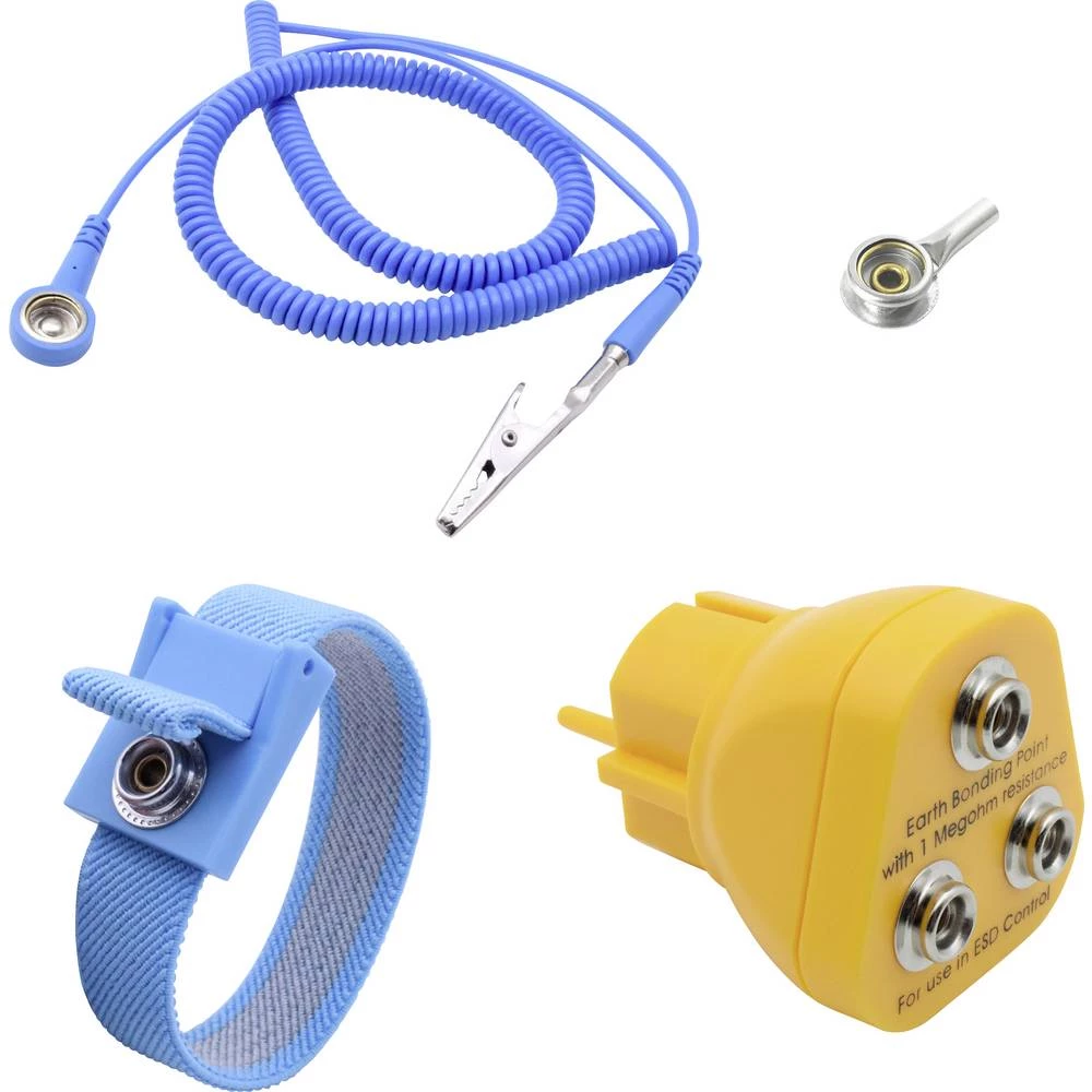 Quadrios ESD kutija za uzemljenje 3.60 m pritisni gumb 10 mm, banana utikač, krokodilska stezaljka slika