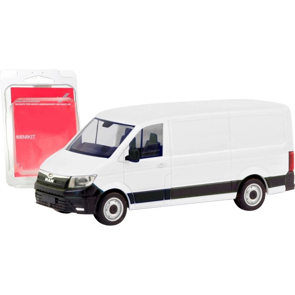 Herpa 013857 h0 model kamiona MAN TGE kutija s ravnim krovom, bijela slika