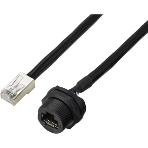 TRU COMPONENTS TC-E13T-FR6-PWF/MR6-NCA-0.5PV-JD RJ45 utičnica za stražnju montažu s žicom IP67 (navojni) kabel CAT6A, 0, slika
