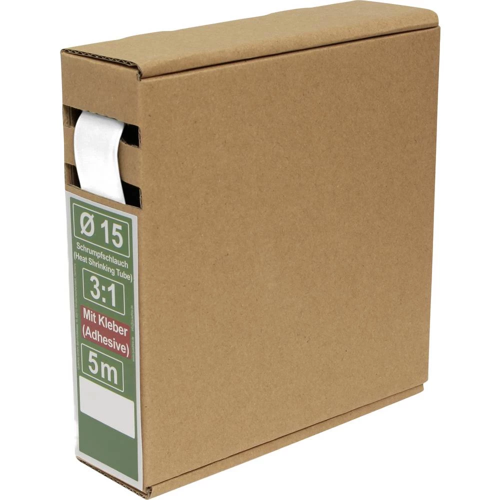 Quadrios 25CA492 skupljajuća cijev s ljepilomi bijela 15 mm 5 mm Stopa skupljanja:3:1 5 m slika