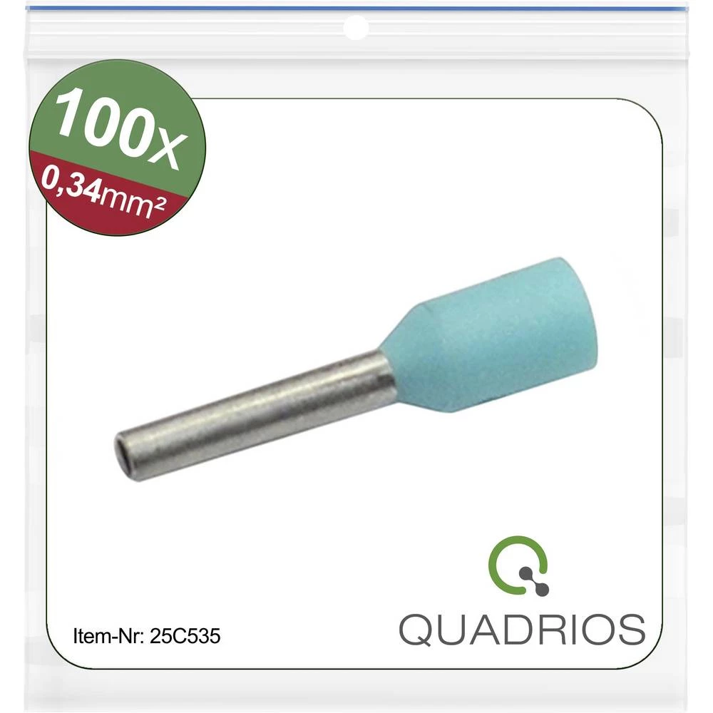 Quadrios 25C535 kabelski završetak 0.34 mm² izolirani dio tirkizna 100 kom. slika