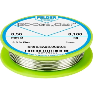 Felder Löttechnik ISO-Core "Clear" SAC305 Lemna žica Svitak Sn96.5Ag3Cu0.5 0.100 kg 0.50 mm slika