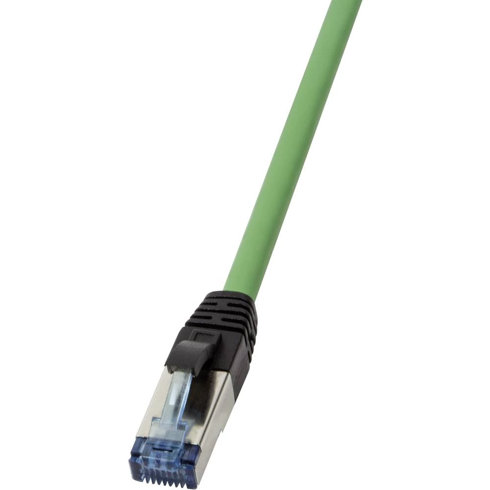 LAN (RJ45) Mreža Priključni kabel CAT 6A S/FTP 7.50 m Zelena Vatrostalan, Bez halogena, sa zaštitom za nosić LogiLink slika