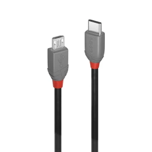 LINDY USB kabel USB 2.0 USB-C® utikač, USB-Micro-B utikač 3.00 m crna  36893 slika