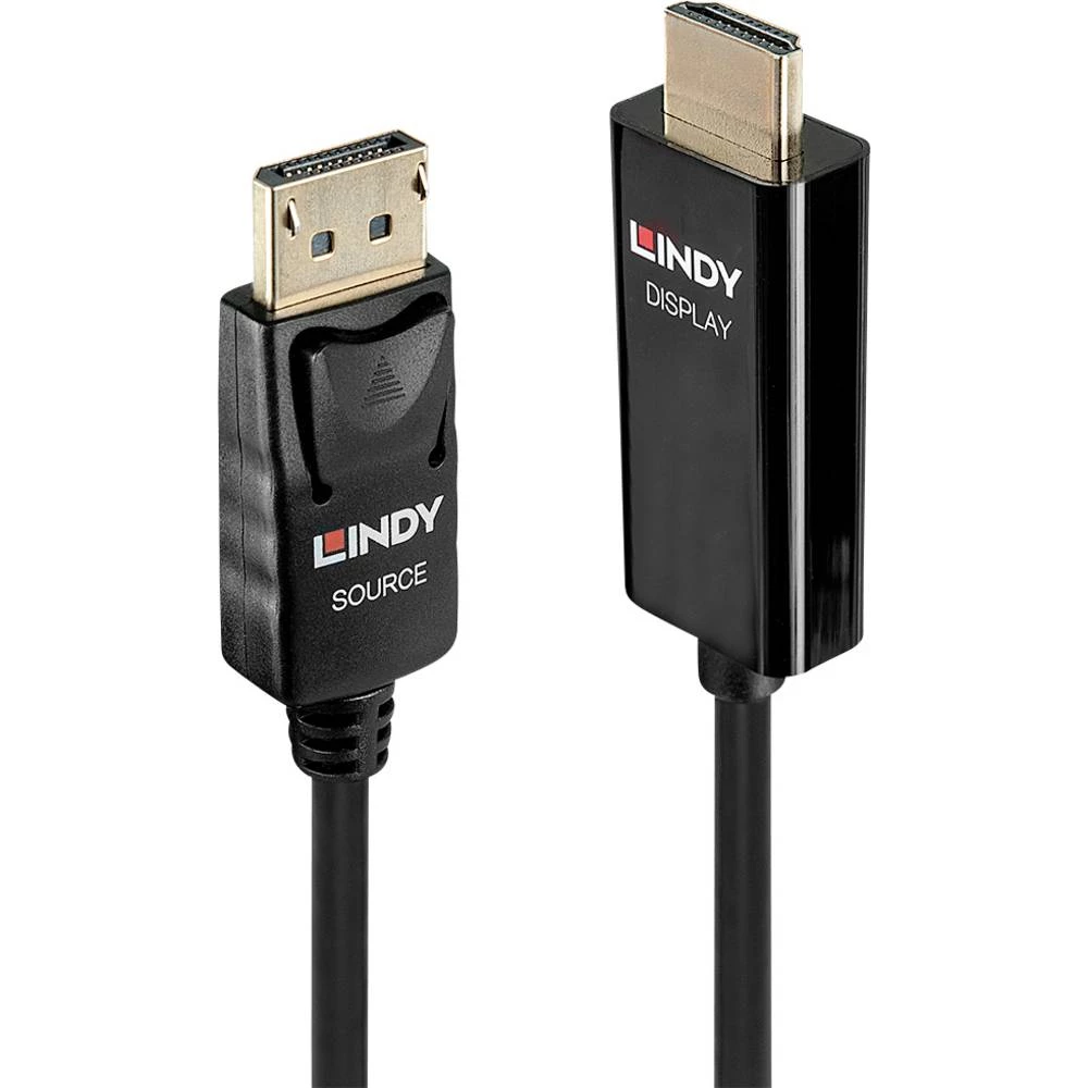 LINDY    HDMI / DisplayPort    adapterski kabel    2.00 m    40916    pozlaćeni kontakti    crna    [1x muški konektor displayport - 1x muški konektor HDMI] slika