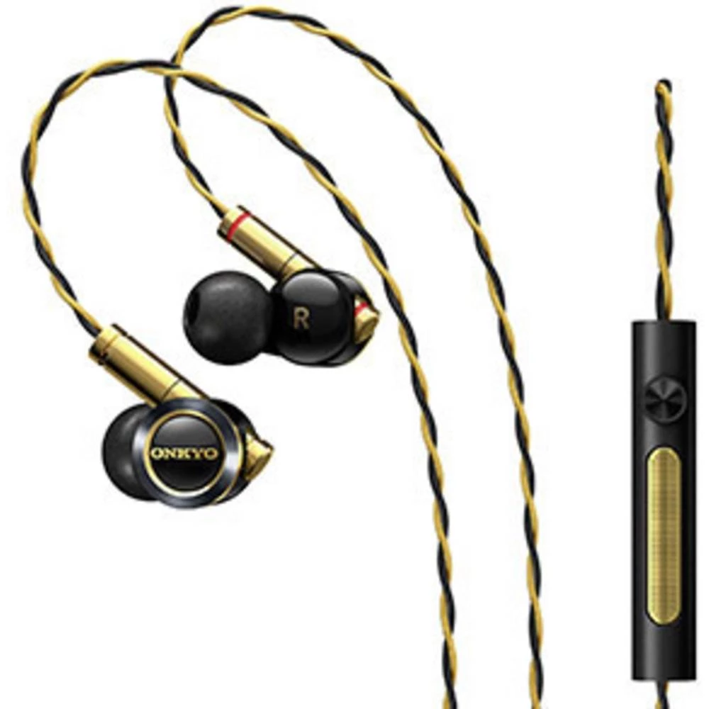 HiFi Naglavne slušalice Onkyo E900M U ušima High-Resolution Audio Crna, Zlatna slika