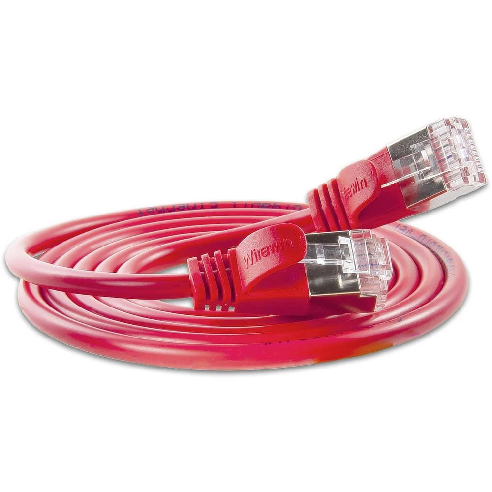 LAN (RJ45) Mreža Priključni kabel CAT 6 U/FTP 1 m Crvena Slim Wirewin slika