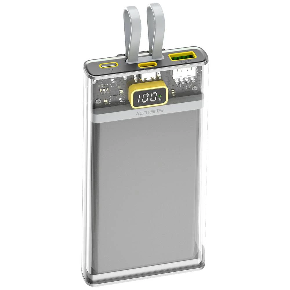 4Smarts Lucid Dual Cord powerbank (rezervna baterija) 10000 mAh Power Delivery, Quick Charge 3.0 Li-Ion  siva prikaz statusa slika