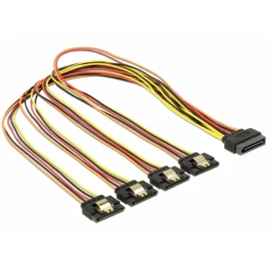 DeLOCK 60158 SATA kabel 0,5 m SATA 15-pin 4 x SATA 15-pin višebojni Delock struja priključni kabel 0.5 m višebojna slika