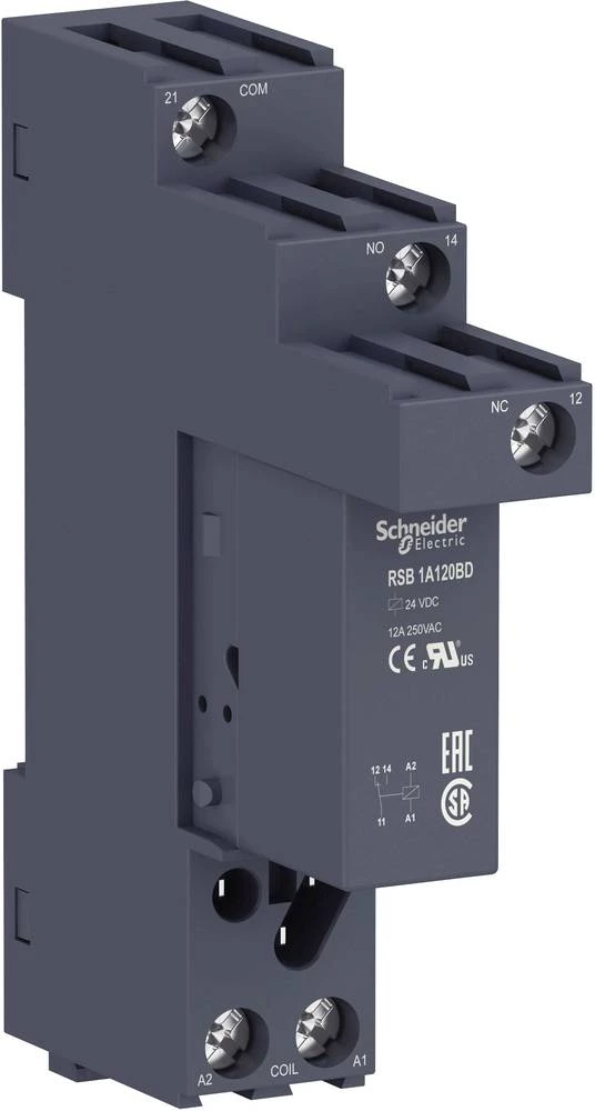 Utični relej 1 ST 24 V/DC 12 A 1 prebacivanje Schneider Electric RSB1A120BDS slika