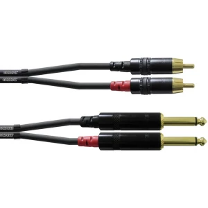 Audio Adapter cable [2x 6,3 mm banana utikač - 2x Muški cinch konektor] 6 m Crna Cordial slika