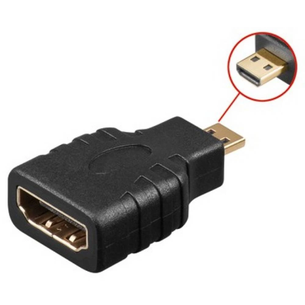 TECHly HDMI Adapter [1x Muški konektor Micro HDMI tipa D - 1x Ženski konektor HDMI] Crna slika