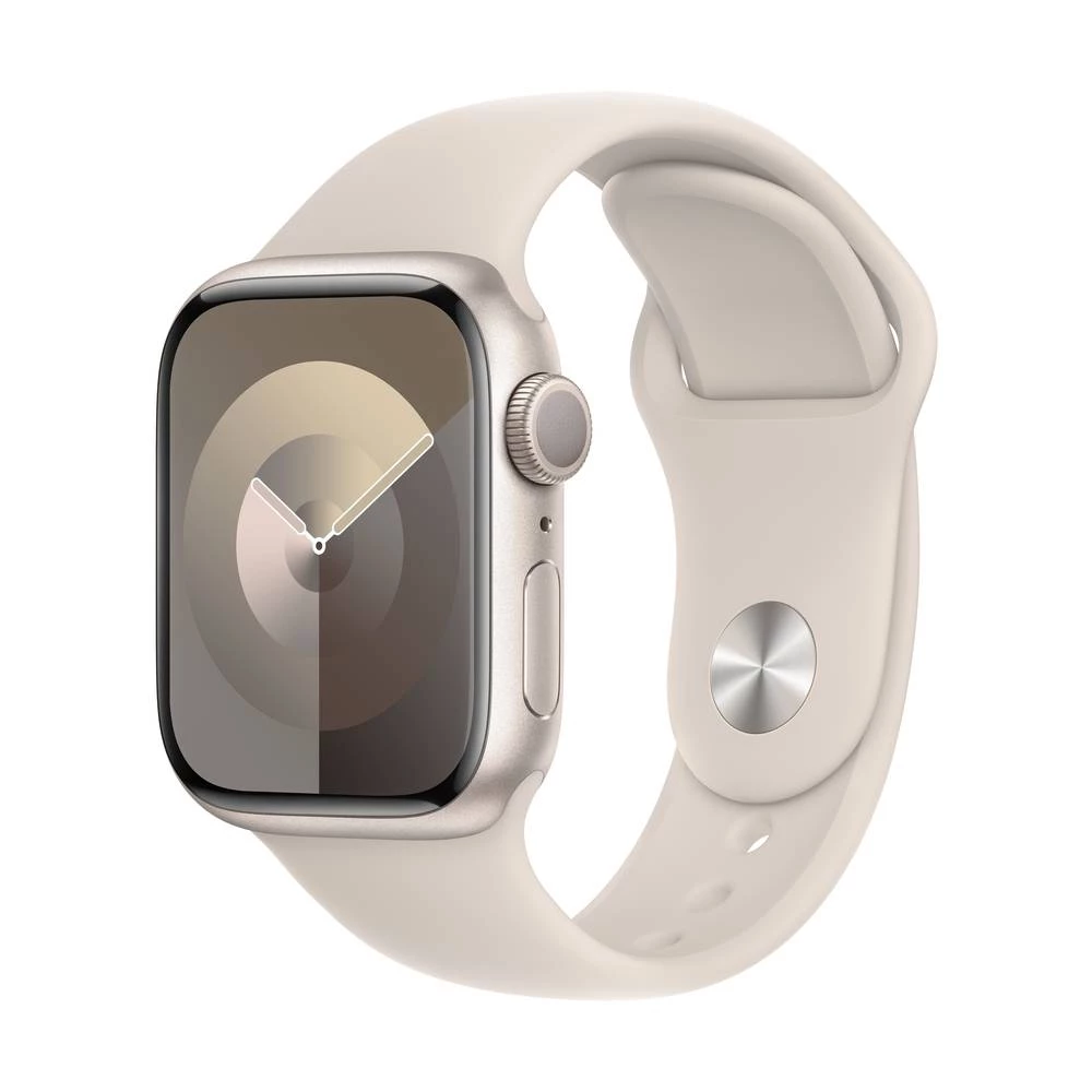 Apple Watch Series 9 GPS 41 mm Starlight aluminijsko kućište sa Starlight sportskim remenčićem - S/M Apple Watch Series 9 GPS 41 mm kućište od aluminija sportska narukvica Starlight s/m slika