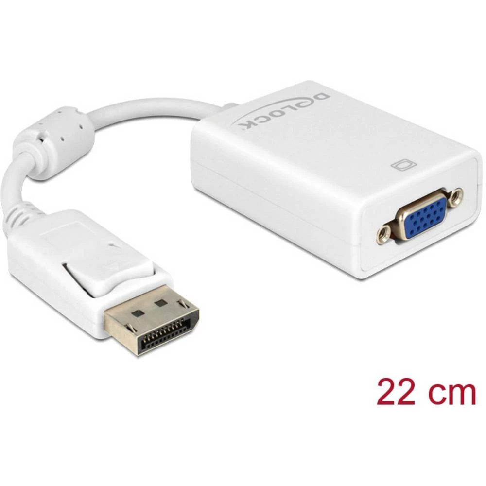 Delock 61766 DisplayPort / VGA adapter [1x muški konektor displayport - 1x ženski konektor vga] bijela s feritnom jezgro slika