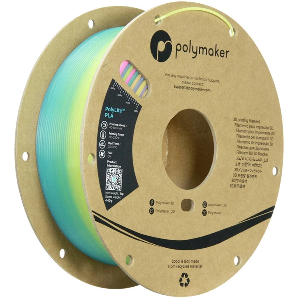Polymaker PA09001 Luminous 3D pisač filament PLA naknadno svjetleći 1.75 mm 1000 g svjetleća duga PolyLite™ 1 St. slika
