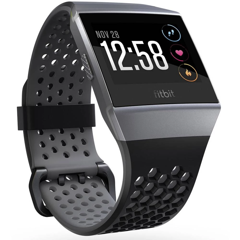 Zamjenska traka FitBit Ionic Sport Black Gray Small Veličina (XS - XXL)=S Tamnosiva, Crna slika