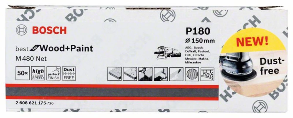 Bosch Accessories M480 2608621175 Ekscentrični brusni papir Granulacija 180 50 ST slika
