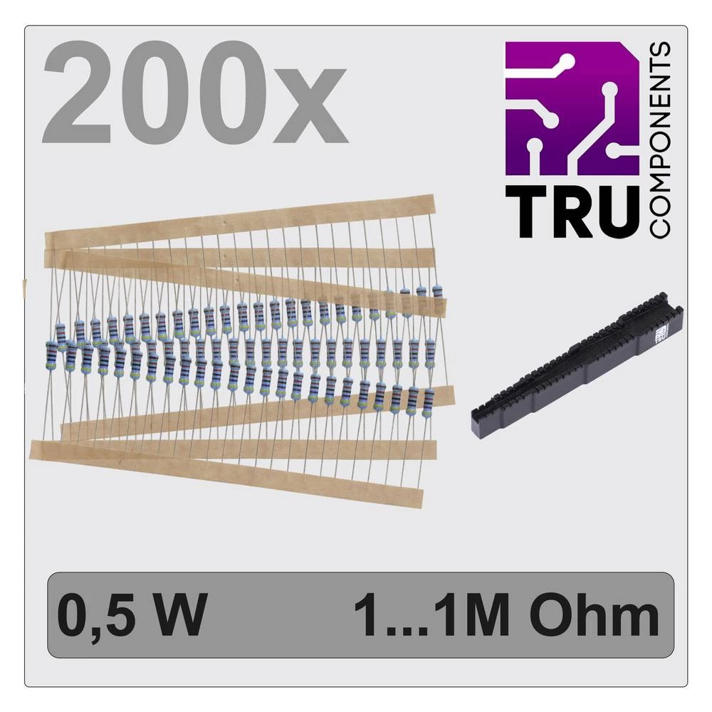 TRU COMPONENTS TC-12888472 T22P081 komplet metalnoslojnih otpora  aksijalno ožičen  0.5 W 1 % 200 St. slika