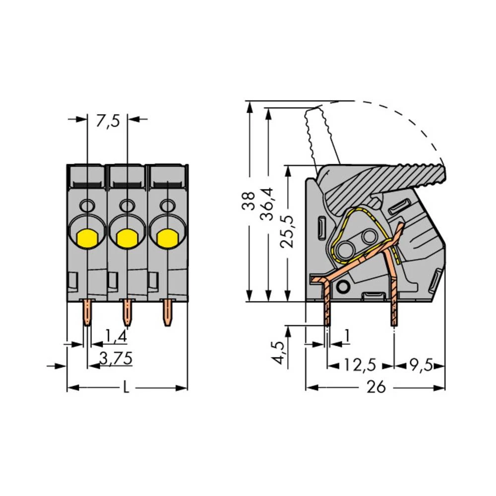 WAGO 2706-105/000-015 opružna blok spojka 6.00 mm² Broj polova (broj) 5 plava boja 30 St. slika