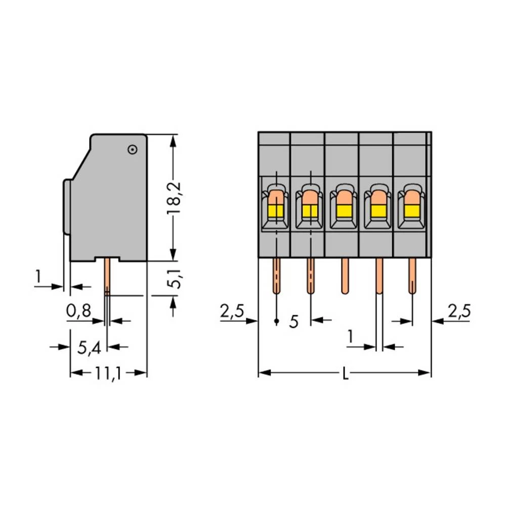 WAGO 740-103/000-021 opružna blok spojka 2.50 mm² Broj polova (broj) 3 svijetlosiva 300 kom. slika