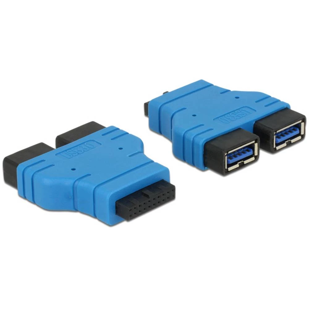 Delock USB 2.0 adapter [1x USB 3.0 19-pinska stupna utičnica - 2x USB 3.0 utičnica A] 65670 slika