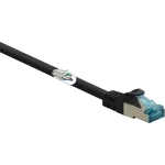 LAN (RJ45) Mreža Priključni kabel CAT 6A S/FTP 15 m Crna sa zaštitom za nosić, Vatrostalan Basetech