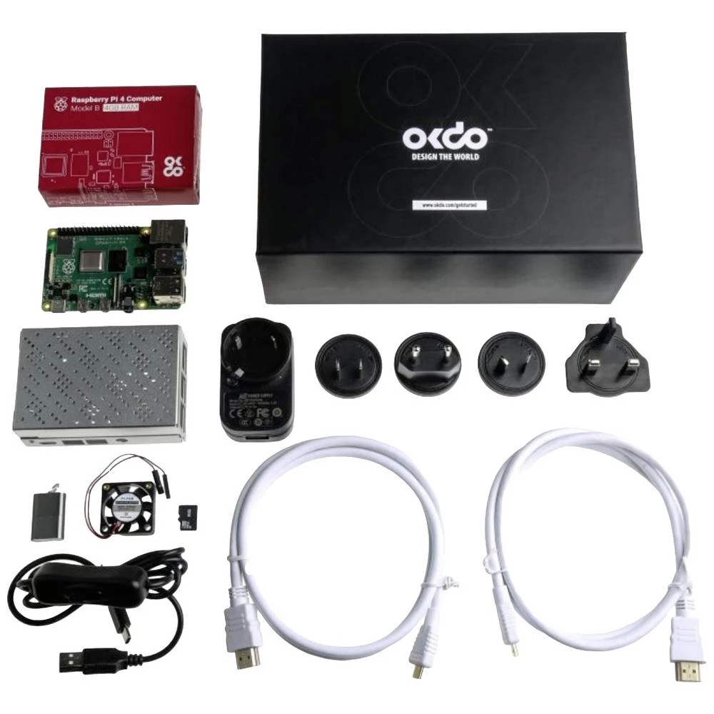 Raspberry Pi® Pi-4gb-StarterKit Raspberry Pi® 4 B 4 GB 4 x 1.5 GHz uklj. napajanje, uklj. noobs os, uklj. HDMI kabel , uklj. kućište, uklj. hladnjak slika